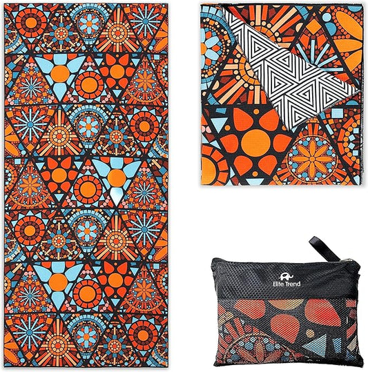 Elite Trend Microfiber Beach Towel Waffle for Adults with Bag - Extra Large 78x35 inch Lightweight Sand Free Quick Dry Towel for Travel, Swimming, Yoga, Camping (Ojoy)