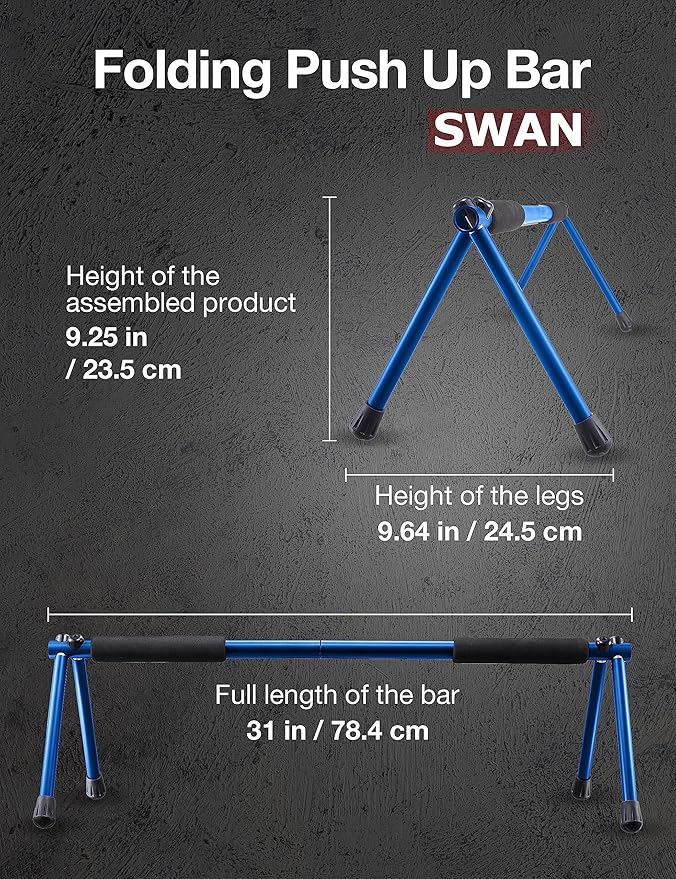 Push Up Bar – Folding Dip Bar for Home Workout, Lightweight & Portable Strength Training Equipment for Men & Women, Indoor & Outdoor Use (Hawk)