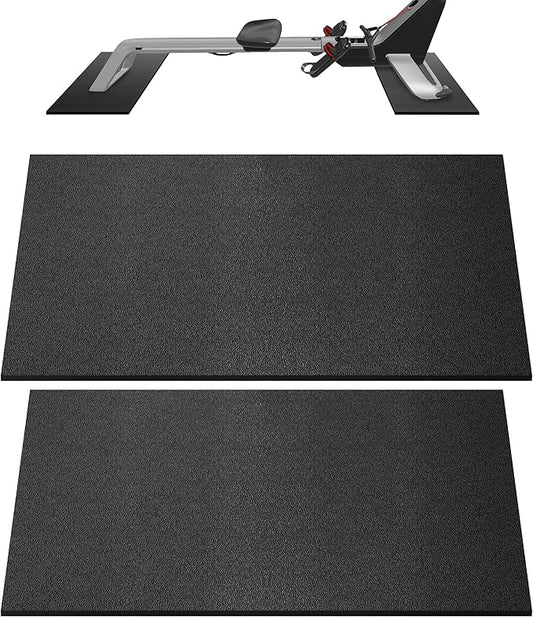 Double Mat Compatible with Peloton Bike, Row & Concept 2 Rowing Machine, Thickness 6mm, Bike Trainer Accessories, Mat Protect Hardwood Floor Carpet, for Home Gym Exercise