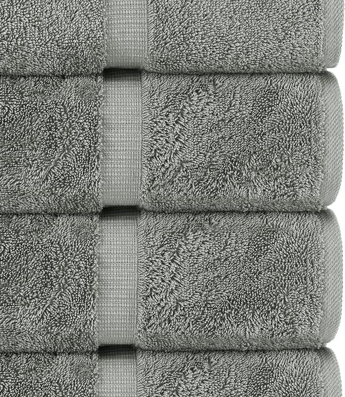 Chakir Turkish Linens | Hotel & Spa Quality 100% Cotton Luxury Turkish Towels | Soft & Absorbent (30x60 Inches Extra Large Bath Towels, Set of 4 - Gray)