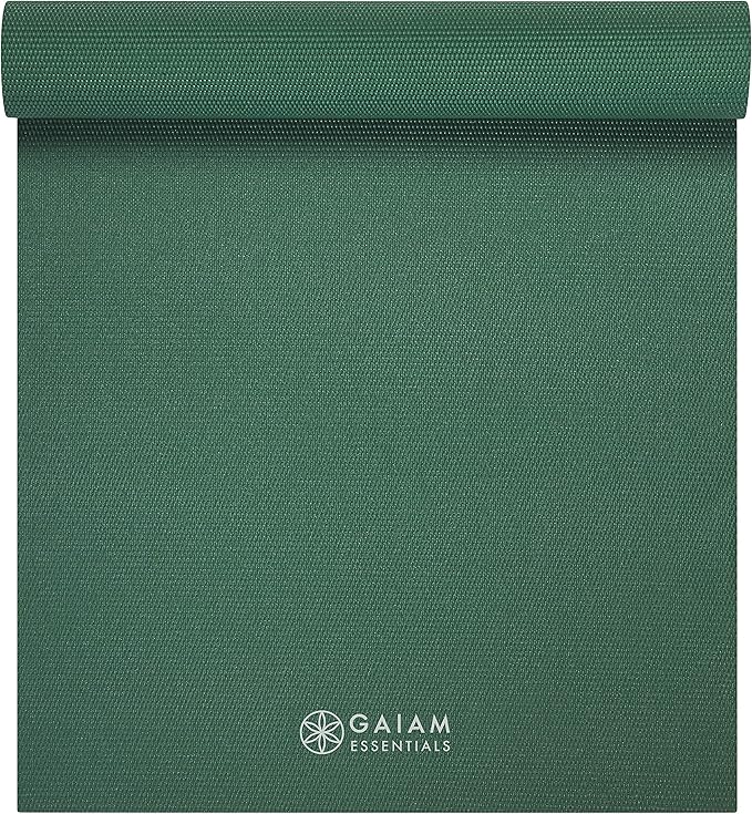 Gaiam Essentials Thick and Thin Yoga Mat Fitness & Exercise Mat with Easy-Cinch Carrier Strap