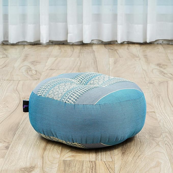 Leewadee Meditation Cushion Set – 1 Small Zafu Yoga Pillow and 1 Small Roll-Up Zabuton Mat Filled with Kapok