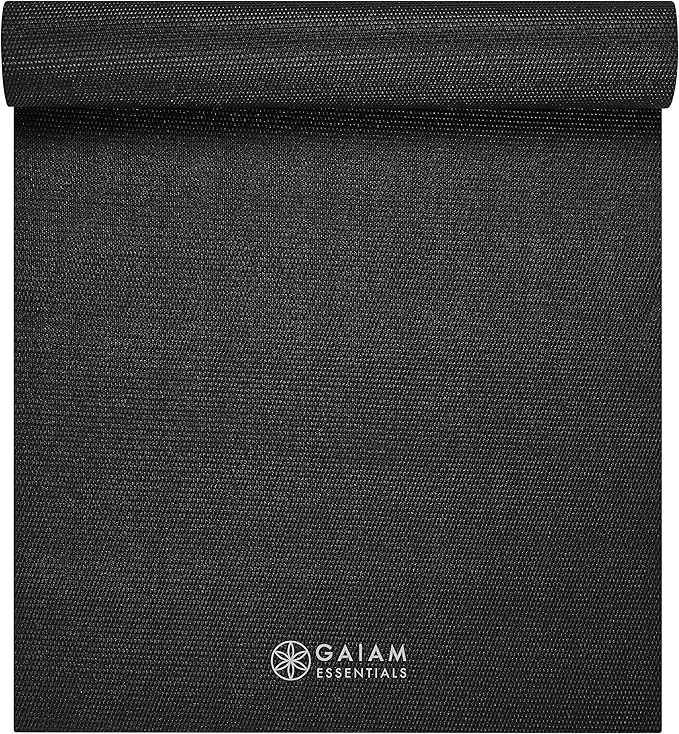 Gaiam Essentials Thick and Thin Yoga Mat Fitness & Exercise Mat with Easy-Cinch Carrier Strap