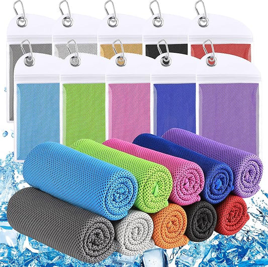 Cooling Towels for Neck and Face 10 Pack, 40x12’’ Soft Breathable Sweat Towels, Microfiber Sport Towel for Yoga, Gym, Workout, Running, Golf, Travel, Cooling Neck Wrap for Hot Weather