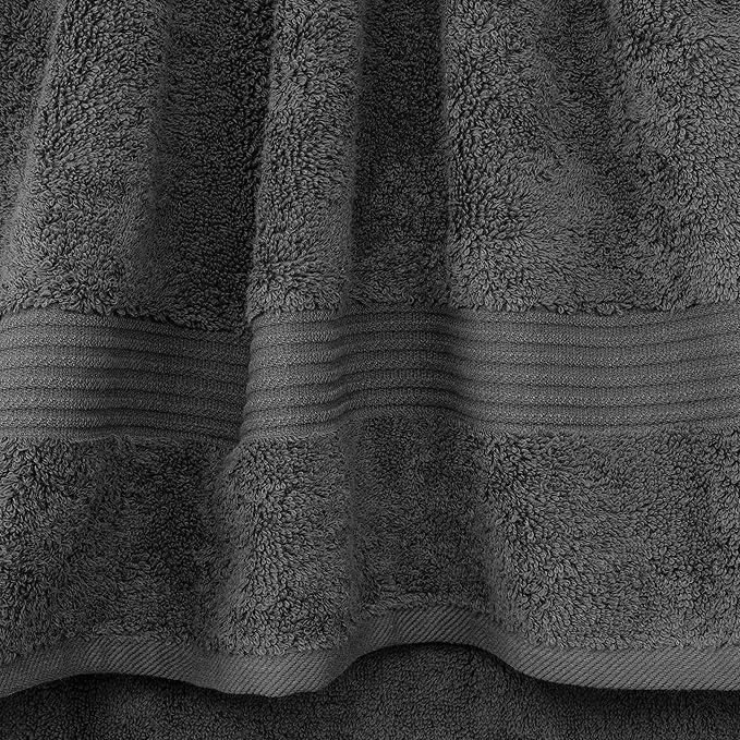 Cotton Paradise 4 Piece Turkish Bath Towels for Bathroom, Extra Large Soft Plush Towels Bathroom Set, Dark Gray