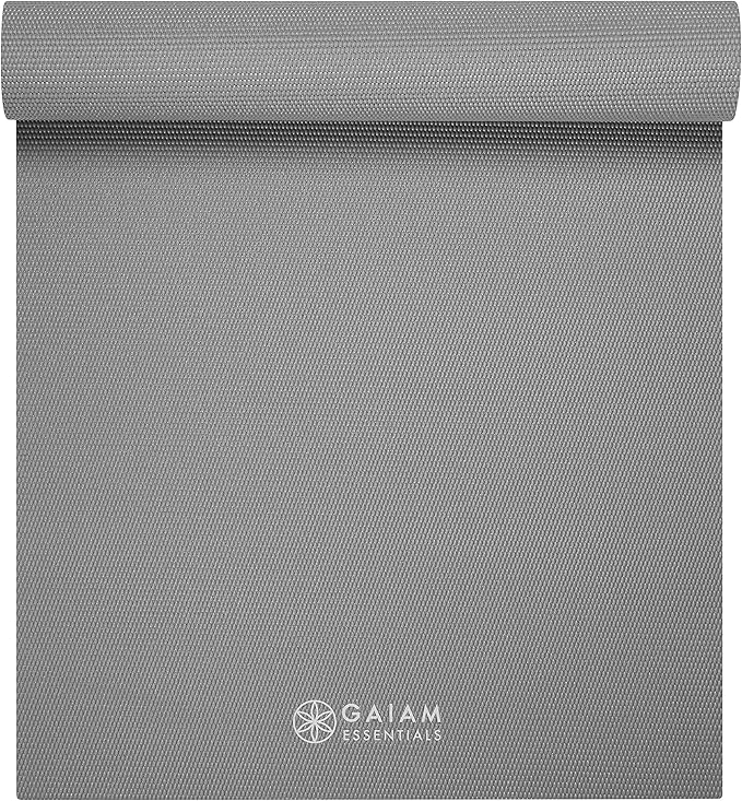 Gaiam Essentials Thick and Thin Yoga Mat Fitness & Exercise Mat with Easy-Cinch Carrier Strap