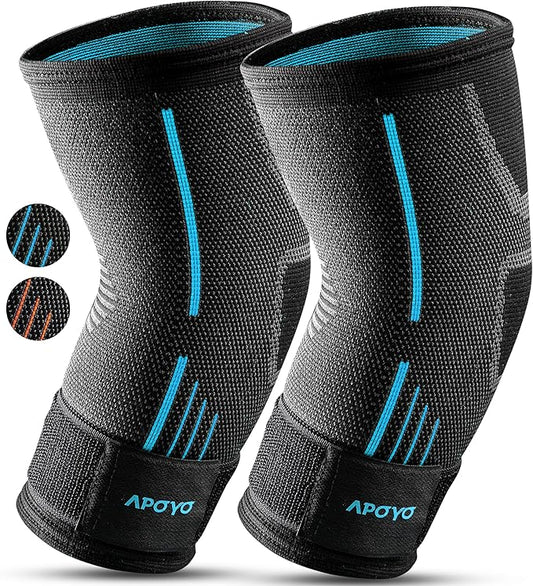 APOYO Elbow Brace for Tendonitis and Tennis Elbow, (Pair) Compression Sleeve for Arthritis, Workouts, Reduce Joint Pain During Fitness Activity (X-Large)