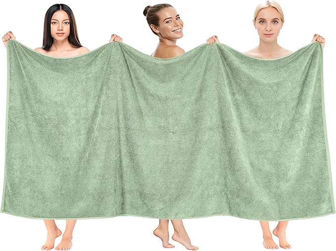 Cotton Paradise 100% Cotton 40x80 Oversized Bath Sheet, Extra Large Turkish Bath Towels for Bathroom, Sage Green Bathsheet