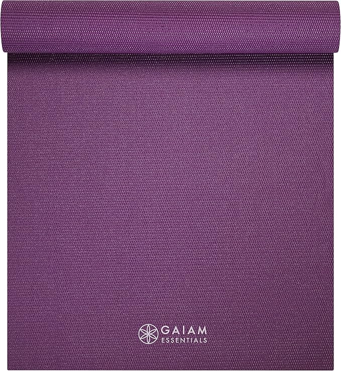 Gaiam Essentials Thick and Thin Yoga Mat Fitness & Exercise Mat with Easy-Cinch Carrier Strap