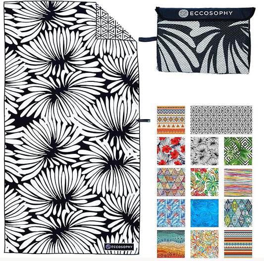 ECCOSOPHY Microfiber Beach Towel - Sand Free Towels are Quick Dry, Light Weight, Super Absorbent - Perfect Pool, Travel, Cruise, Camping Essentials - Oversized Extra Large for Adults 71x35 in